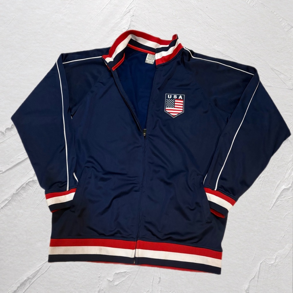 Rhinox USA Soccer Dark Blue Sports Jacket Men’s Size Large Athletic Track Top